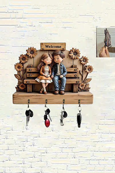 kutuTR Dekoratif 3D Tasarım Ahşap Anahtarlık Askılığı – 28x18 cm Duvar Askısı