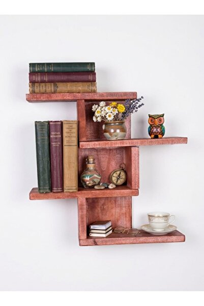 Natura Atölye El Yapımı Doğal Kayın Ağacı Modern Duvar Rafı 37x52 cm
