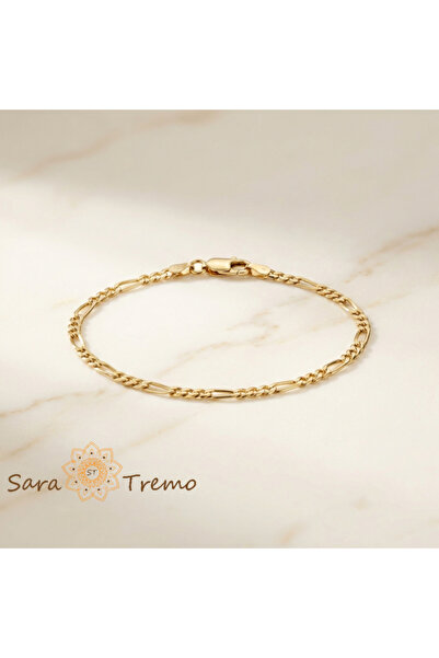 SaraTremo Noblesse Classico Bracelet – Unisex 14K Gold Plated Chain Model 19 cm