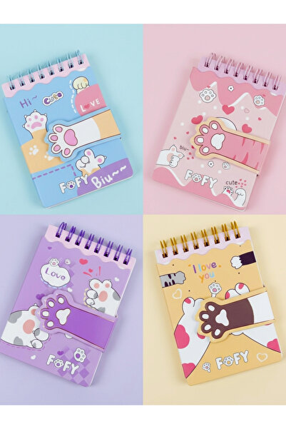 ÖZ OFİS Kawaii Fofy Love Temalı Patili Çizgili Defter - Çırtlı Kapak Spiralli...