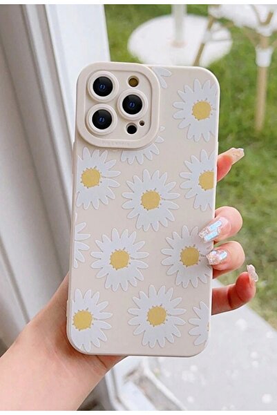 MİRAZ TASARIM Iphone 14 pro daisy Patterned cream color case