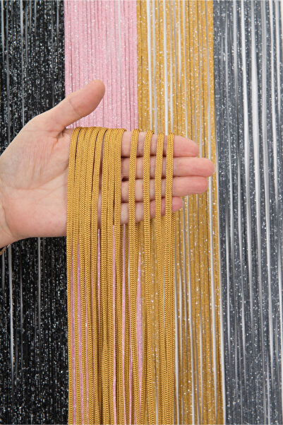 ELDA EV TEKSTİLİ Sarı Jumbo Zincir Serisi İp Perde Kornişe Hazır Kesilebilir ...