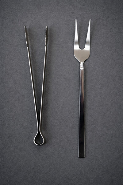 Umut طقم شوكة وملقط من الفولاذ المقاوم للصدأ مكون من قطعتين مقاس 30 سم