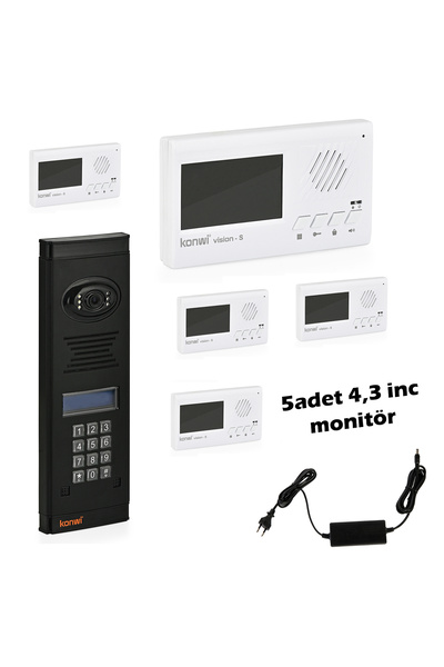 konwi intercom Görüntülü Diafon Seti Konwi 5 Daire Apartman Tipi Set Vsions 4...