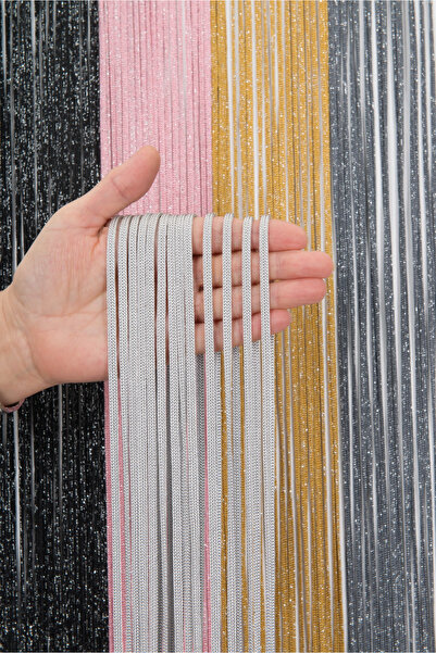 ELDA EV TEKSTİLİ Gri Jumbo Zincir Serisi İp Perde Kornişe Hazır Kesilebilir D...