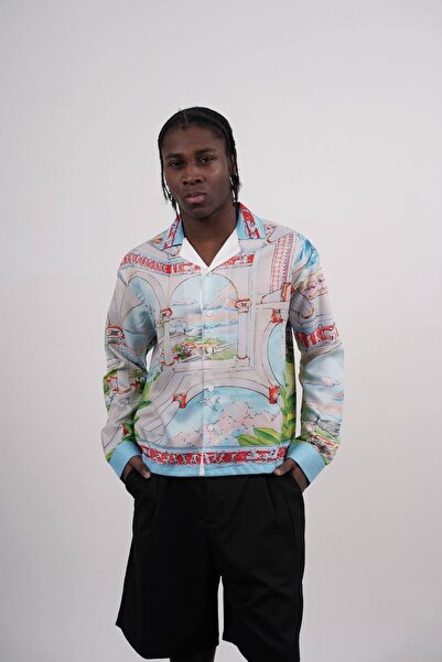 Yeblin قميص بلو لاندسكيب طباعة رقمية