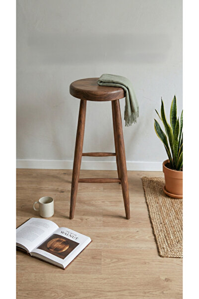 Nowella Home LunaBar Bar Taburesi | 60x28 cm | Ceviz Renk | Masif Ahşap Ada M...