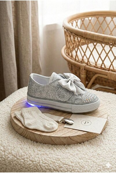 Pabuçland حذاء داخلي O طبي للفتيات كاجوال T مرصّع بالأحجار Bowknot Lighted Sp...