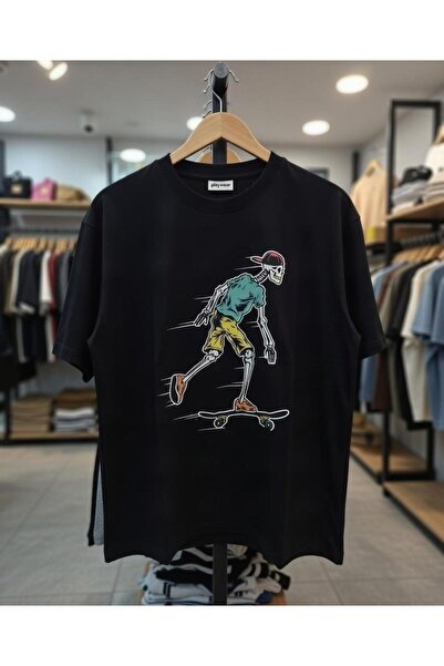 playwear Tricou cu gât rotund, 100% bumbac, cu imprimeu Dry Head Skateboard H...