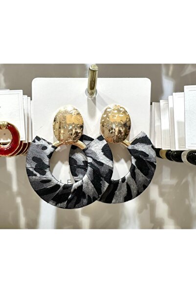 GLOW ACCESSORIES BAE Stainless Steel Zra Model Leopard Printed Hoop Earrings