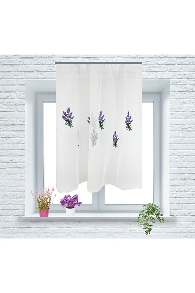 OEM Kitchen curtain, 145x100 cm, with drapery, lavender, white/purple