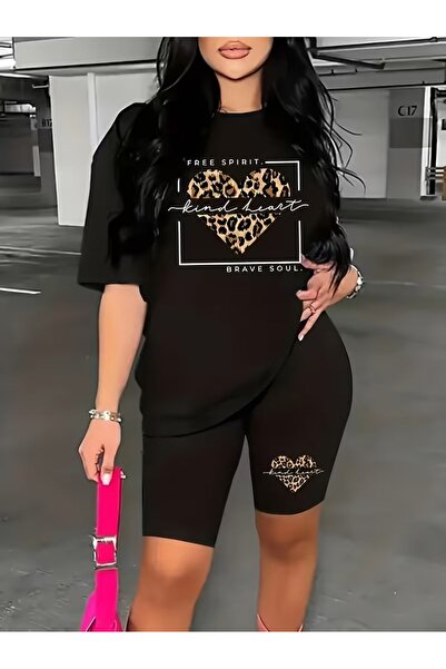 WOODROFFE تي شيرت نسائي مقاس كبير من Özgür Ruh مطبوع طقم ملابس فضفاضة للحبيبة