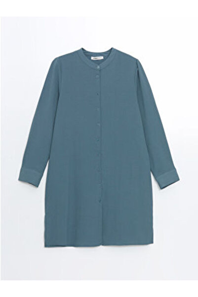 LC Waikiki قميص نسائي من MODANOVA SEZON ذو ياقة هاكيوم باللون الأزرق