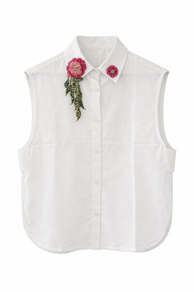 Ranasubaşı Pink Floral Embroidered Shirt Collar