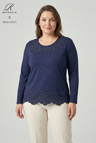 Ravencia Women's Yıldız Patterned Collar and Skirt Stone Embroidered Y Slit L...