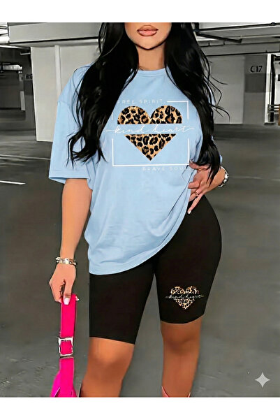 WOODROFFE Women's Free Spirit Printed Oversized T-Shirt Leggings Set Loose Co...