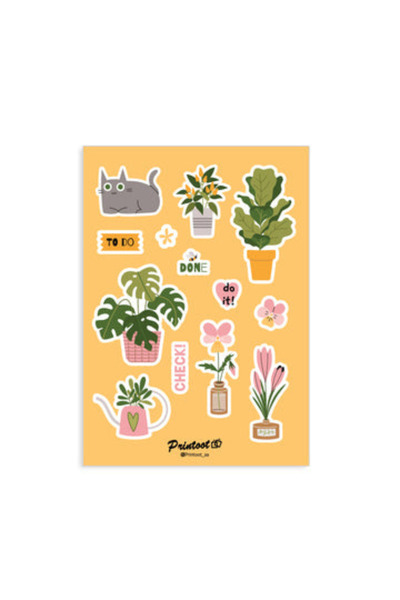 Printoot مجموعة ملصقات زخرفية للعناية بالنباتات، تتضمن رموزًا للنباتات الداخل...