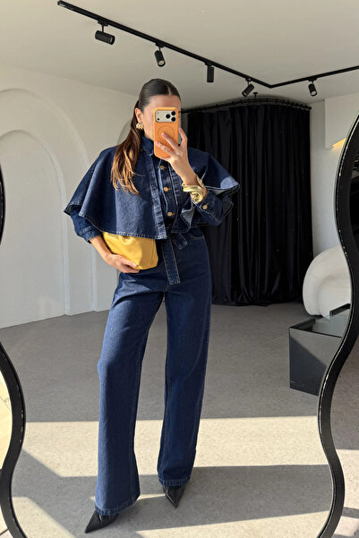 Tulipabutik Removable Cape Denim Overalls