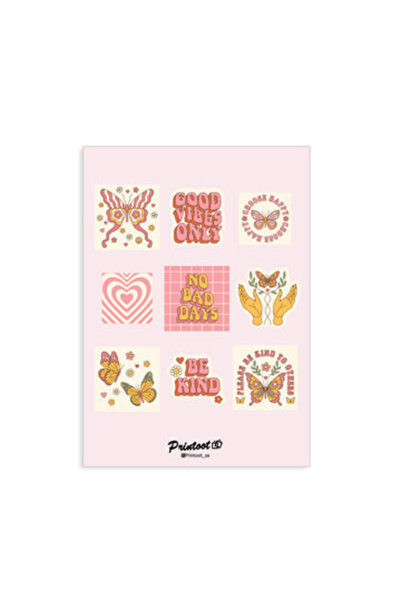 Printoot مجموعة ملصقات زخرفية تحمل عبارة "طاقة إيجابية فقط" تتميز بفراشة كلاس...