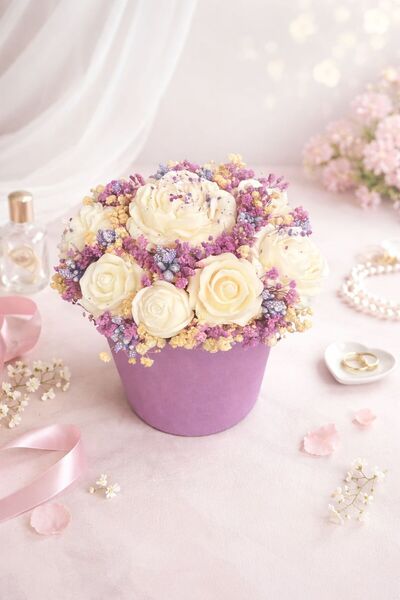 OEM Aranjament floral din ceara naturala de soia parfumata, lucrat manual, po...