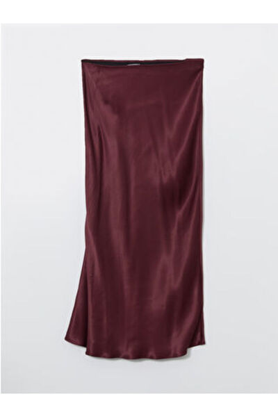 LC Waikiki Modanova Sezon Burgundy Standard Fit Satin Women's Skirt