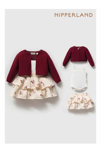 limebabies NIPPERLAND Kız Bebek %100 Pamuklu Hırka + %100 Doğal Bambu Etek Yu...