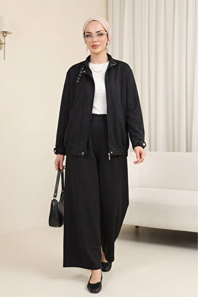 Modamorfo Ocean Suit with Collar and Sleeve Cuffs, Belt Jackets and Pleated W...