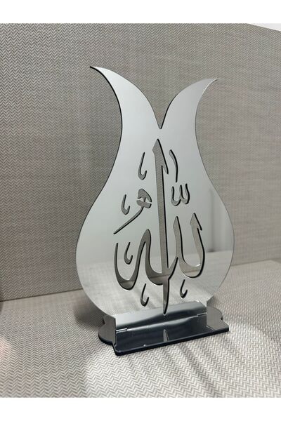 Muhtalif Markalar Aynalı Pleksi Lale Motifli Allah Yazılı Masaüstü Dekor