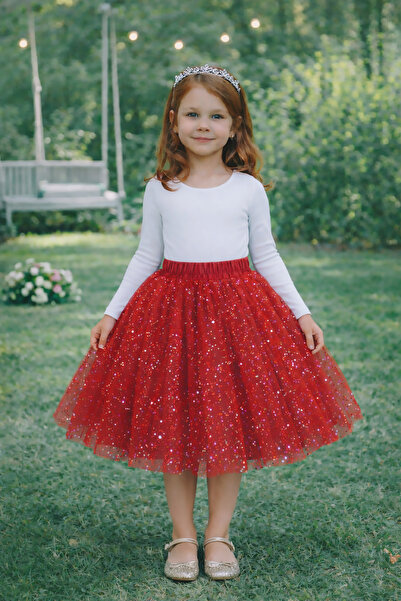 FERA Prenses kabarık simli tüllü tütü etek çocuk abiye