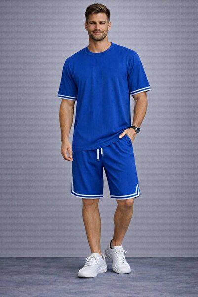 BRLKN Men's Striped Detail Tshirt Shorts Set
