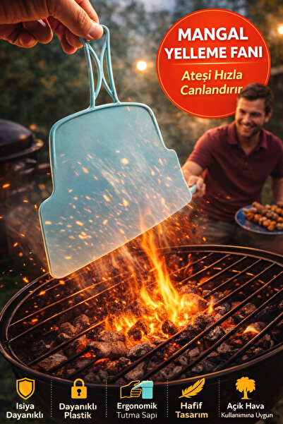 TOYFEST Mangal Yelpazesi Körük Ateş Yakma Fanı Isıya Dayanıklı Plastik Ergono...