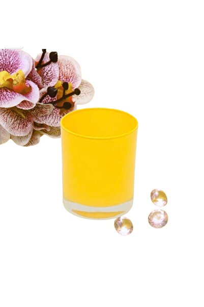 İV BLUE PURPLE 6 Pieces Yellow Pastel Color Glass Candle Holder - Interior Pa...