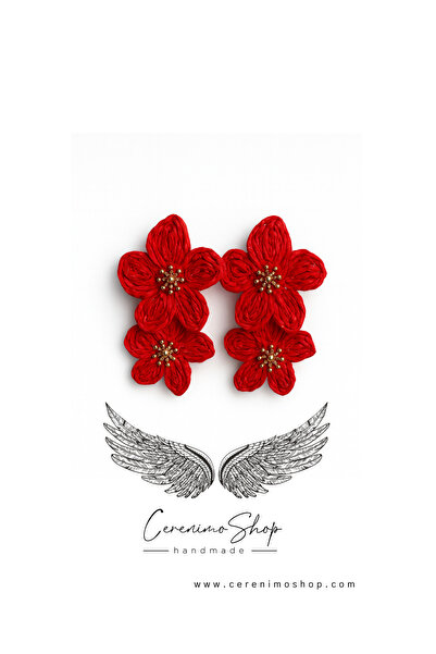 Cerenimo Shop Cerenimoshop 2'li Renkli Çiçek Trend Küpe