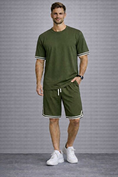 BRLKN Men's Striped Detail Tshirt Shorts Set