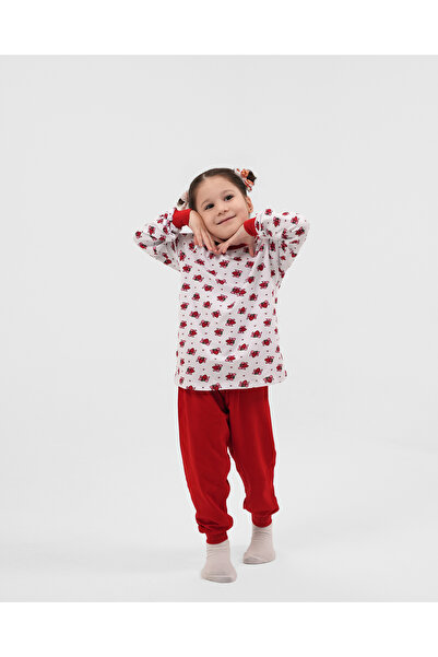 kız çocuk çilek desenli pamuklu pijama takımı