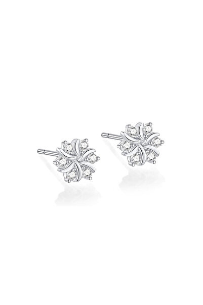 BUNILU Silver-plated flower earrings with zirconium crystals
