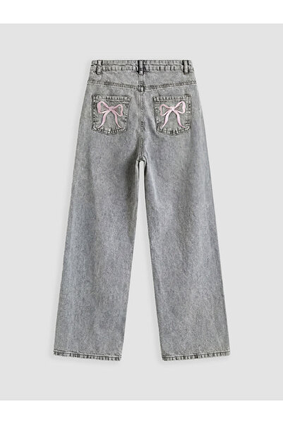 LC Waikiki Wideleg Fiyonk Nakışlı Kız Çocuk Jean Pantolon