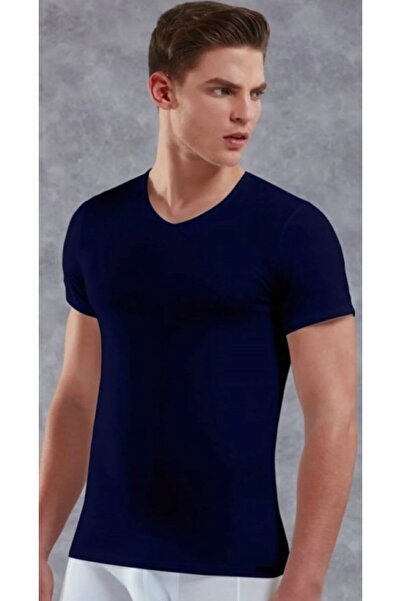 Doreanse Tricou pentru bărbați cu mânecă scurtă și decolteu în V modal / bumbac