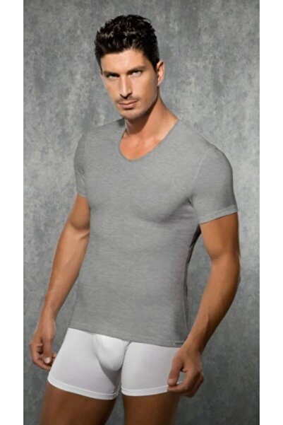 Doreanse Tricou pentru bărbați cu mânecă scurtă și decolteu în V modal / bumbac