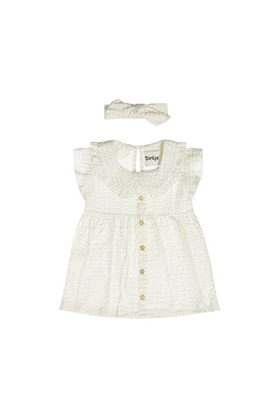 Dirkje Girls' 100% cotton set: dress with collar and buttons, and headband - ...