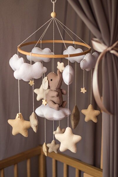 TREND METFİQ DECORATİON Müzik Kutulu Bebek Dönencesi - El Yapımı Keçe Beşik Ü...