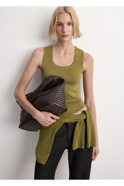 MANGO Woman Pamuklu keten triko bluz