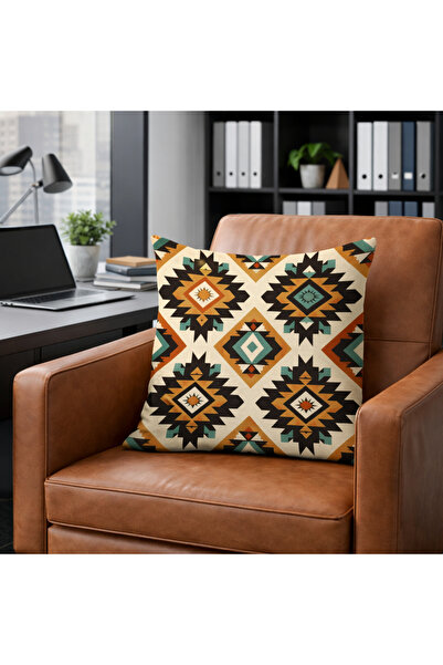 Piloji Modern Bohemian Patterned Digital Print Pcs Cushion - 43X43 Filled Eth...