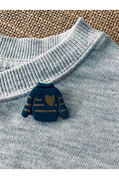 zeinapp Çizgili Kazak Sweatshirt Formunda El Yapımı Tasarım Seramik Broş Pin ...