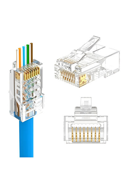 SpeedUF Set: EZ RJ45 Pense + Tester + 10'lu Gri Cat6 Jack + 10'lu Gri Kılıf + Bıçak Hediyeli