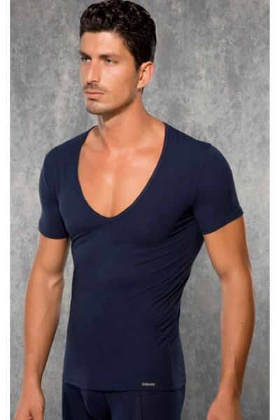 Doreanse Men's Modal / Cotton Leather N V-Neck Short Sleeve Slim Tshirt