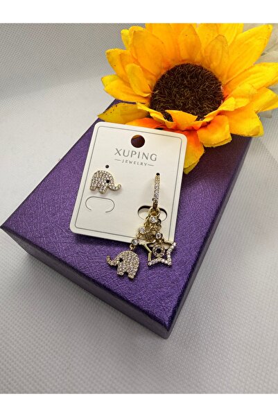 XUPING JEWELRY Jeweler's Series Zircon Stone Elephant Figure Hanging Steel Ea...