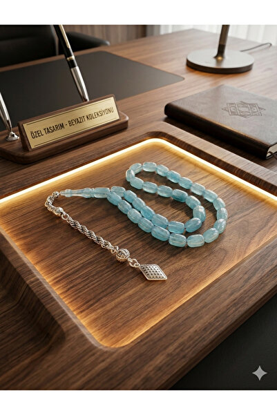 kral hediyelik Opal kehribar tesbih gümüş püsküllü kutulu sertifikalı