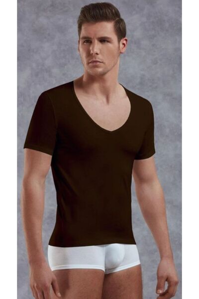 Doreanse Men's Modal / Cotton Leather N V-Neck Short Sleeve Slim Tshirt