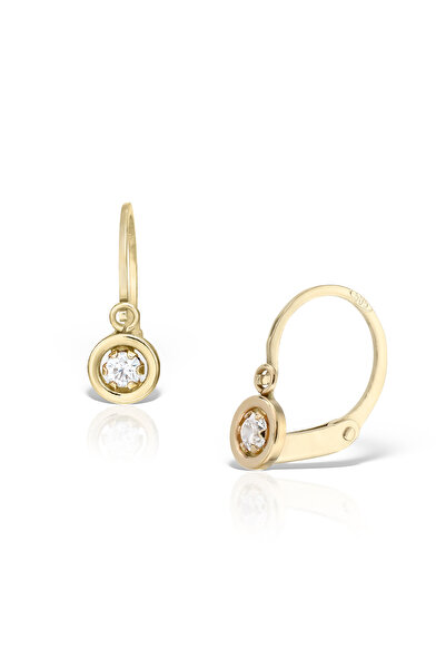 MOSV Small Gold Earrings with Diamonds, Front Closure